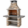 Gartengrill 140 x 70 x 220 cm Naturstein Grau Beige mit Grillrost und Kamin