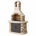 Grillkamin 120 cm Naturstein Beige Braun für Außenbereich mit Grillrost und Stauraum
