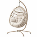 Hängesessel 105 x 105 x 195 cm mit Metallgestell Geflecht Beige für Terrasse und Garten
