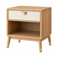 Nachttisch 45 x 40 x 55 cm Holz in Naturweiß mit Schublade und offenem Fach