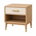Nachttisch 50 cm Holzoptik Beige mit Schublade und offenem Fach