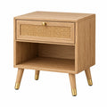 Nachttisch 45 x 40 x 55 cm Holz und Rattan Natur Retro mit Schublade