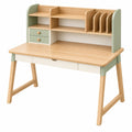 Kinderschreibtisch 100 x 60 x 110 cm Holz Natur/Salbeigrün mit Regal und Schubladen
